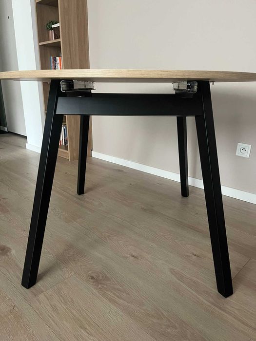 Stół okrągły rozkładany dąb artisan/czarny