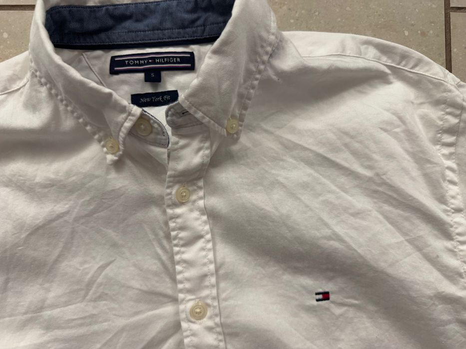 Tommy Hilfiger biała męska koszula r. S logowana 100% bawełna jak nowa