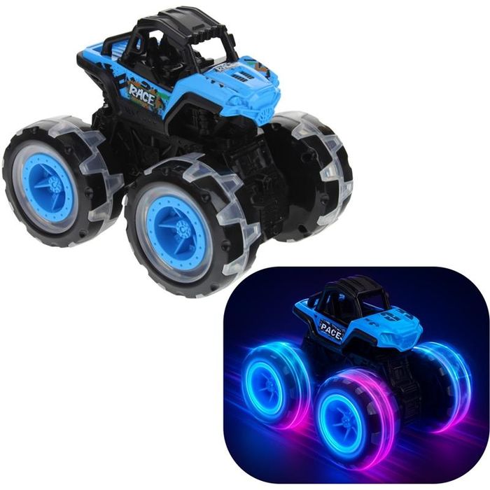 Monster Truck Samochód Terenowy Jeep Auto Off Road Dźwięk - Niebieski