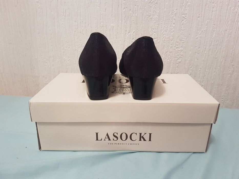 Nowe buty na obcasie LASOCKI 36 skorzane czarne oryginalne eleganckie