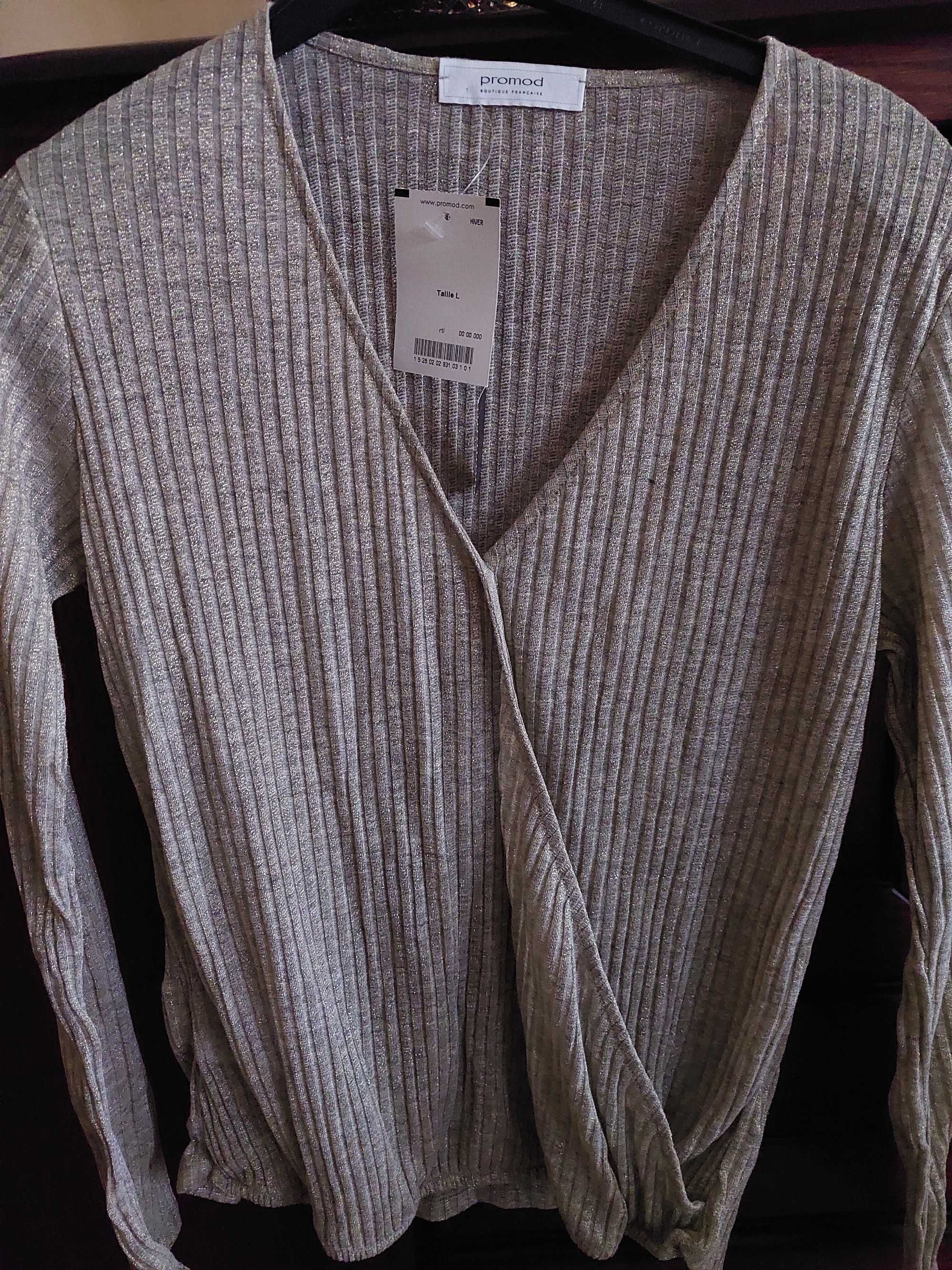 Sweter cienki firmy PROMOD rozm. L, kolor złoty. Nowy z metkami.