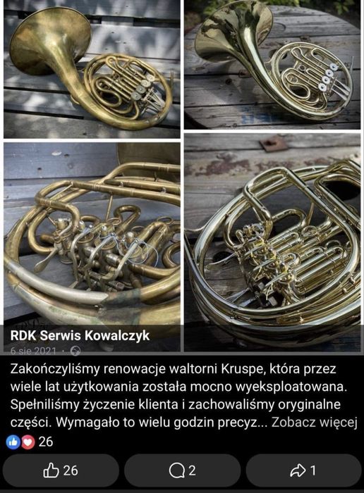 Waltornia Kruspe F/B z 1860r! Unikat dla kolekcjonera odrestaurowana!