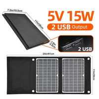 Painel solar portatil dobravel 15w 2 entradas usb carregador telemovel