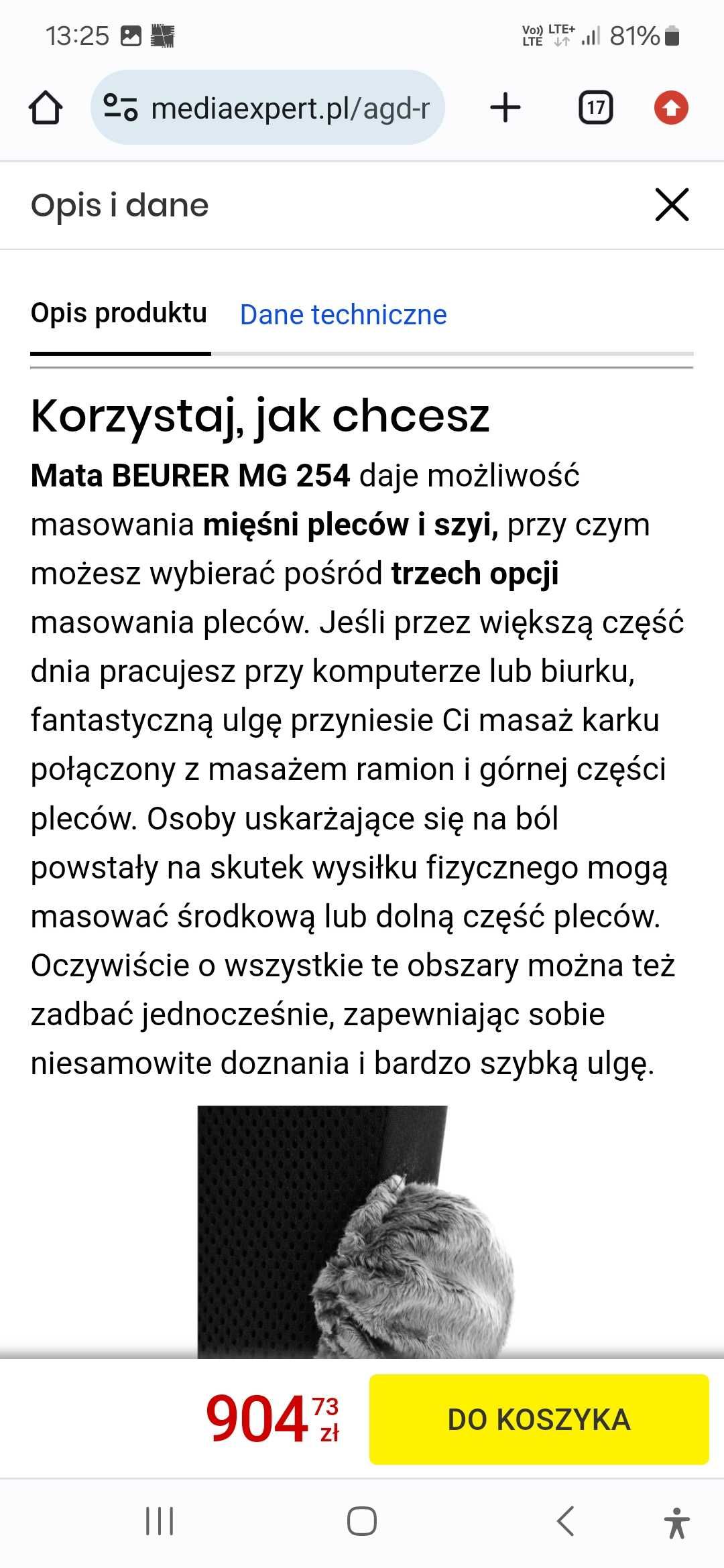 Mata do masażu Beurer MG254