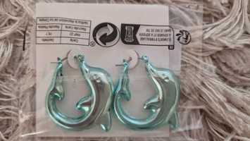 Kolczyki Fashion Iron Dolphin Design Hoop delfinki nowe