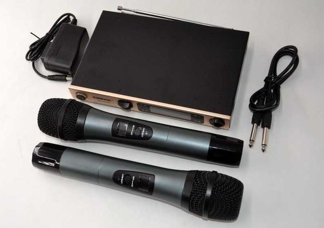 Мощная беспроводная радиосистема на два микрофона для караоке