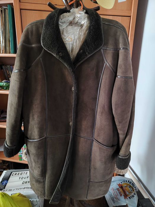 Kożuch kożuszek damski elegancki vintage kurtka skórzana
