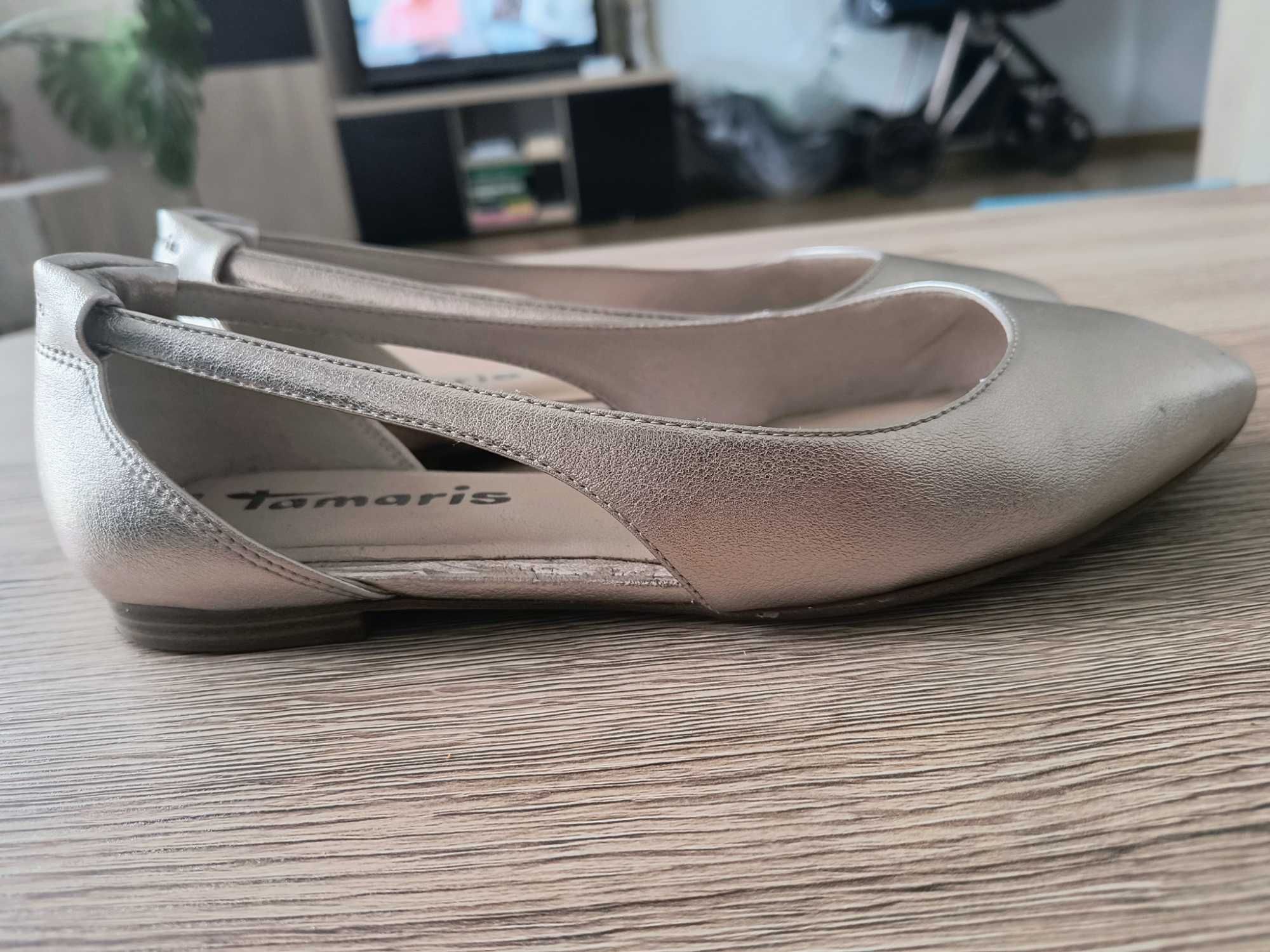 Tamaris buty baletki baleriny 36 złote