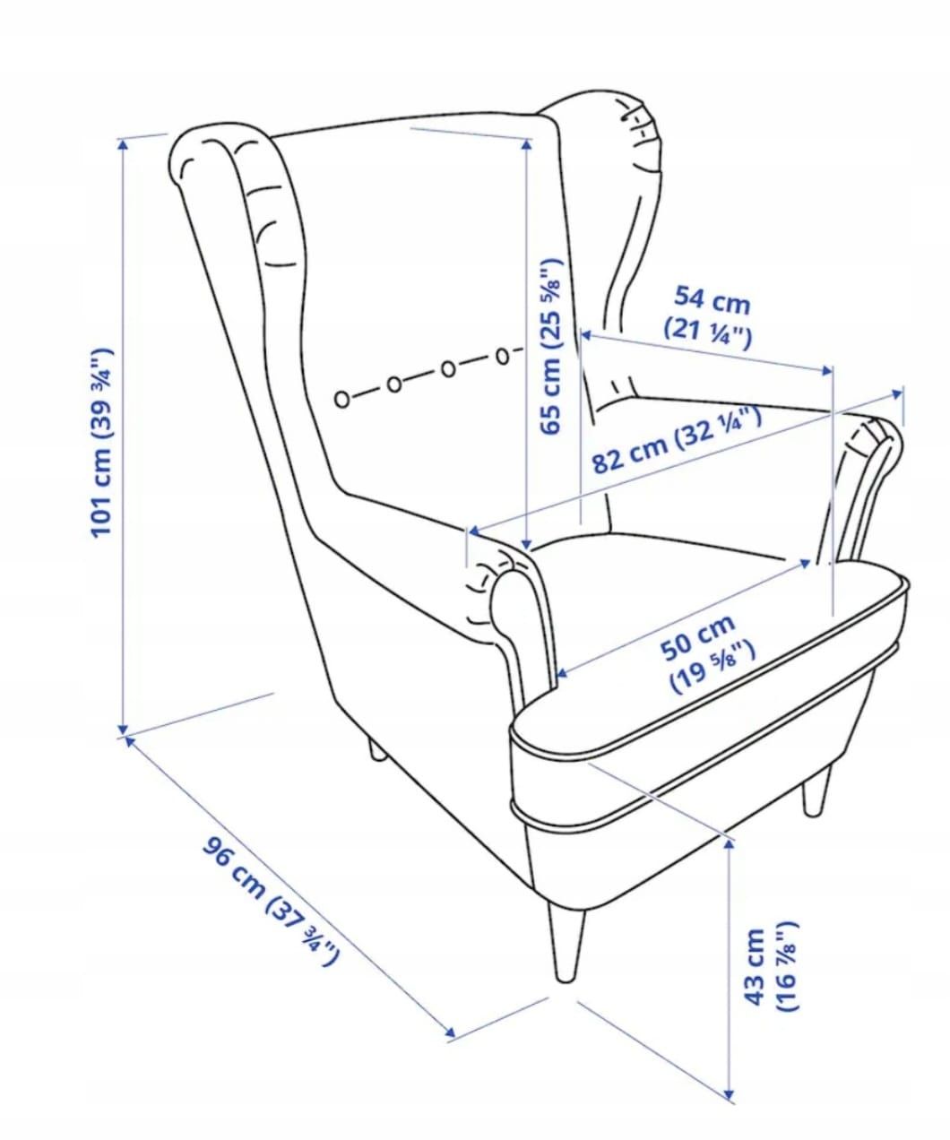 Fotel ikea Strandmon Huslia łowicki wzór