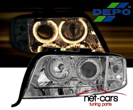Reflektory Lampy przód AUDI A6 C5 01- ANGEL EYES XENON Chrom
