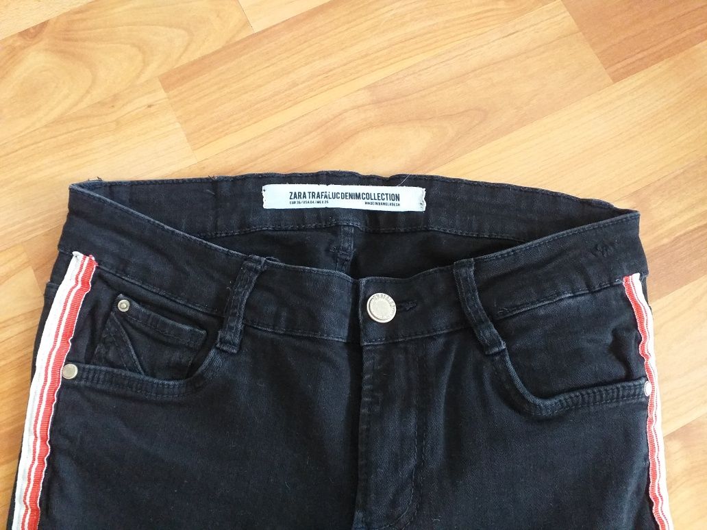 Zara czarne spodnie jeansy damskie skinny rurki