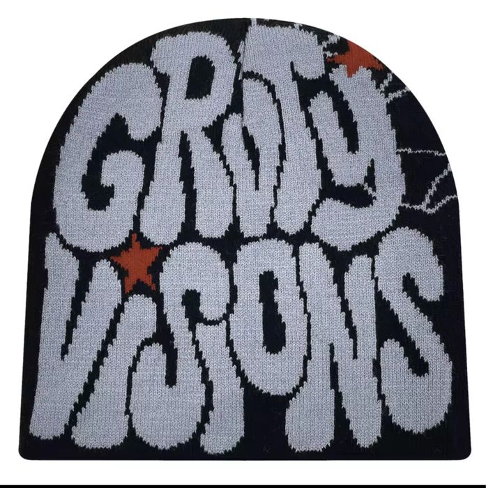 Y2K GRVTY VISIONS Oversize Beanie | Стрітвір В'язана Шапка Унісекс