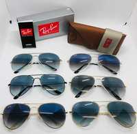 Солнцезащитные очки Ray Ban Aviator 3026 Blue 62мм стекло (mix)