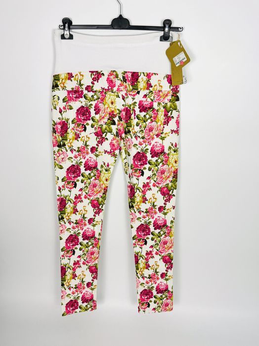 Ciążowe spodnie kwiatowe over-bump XL 42