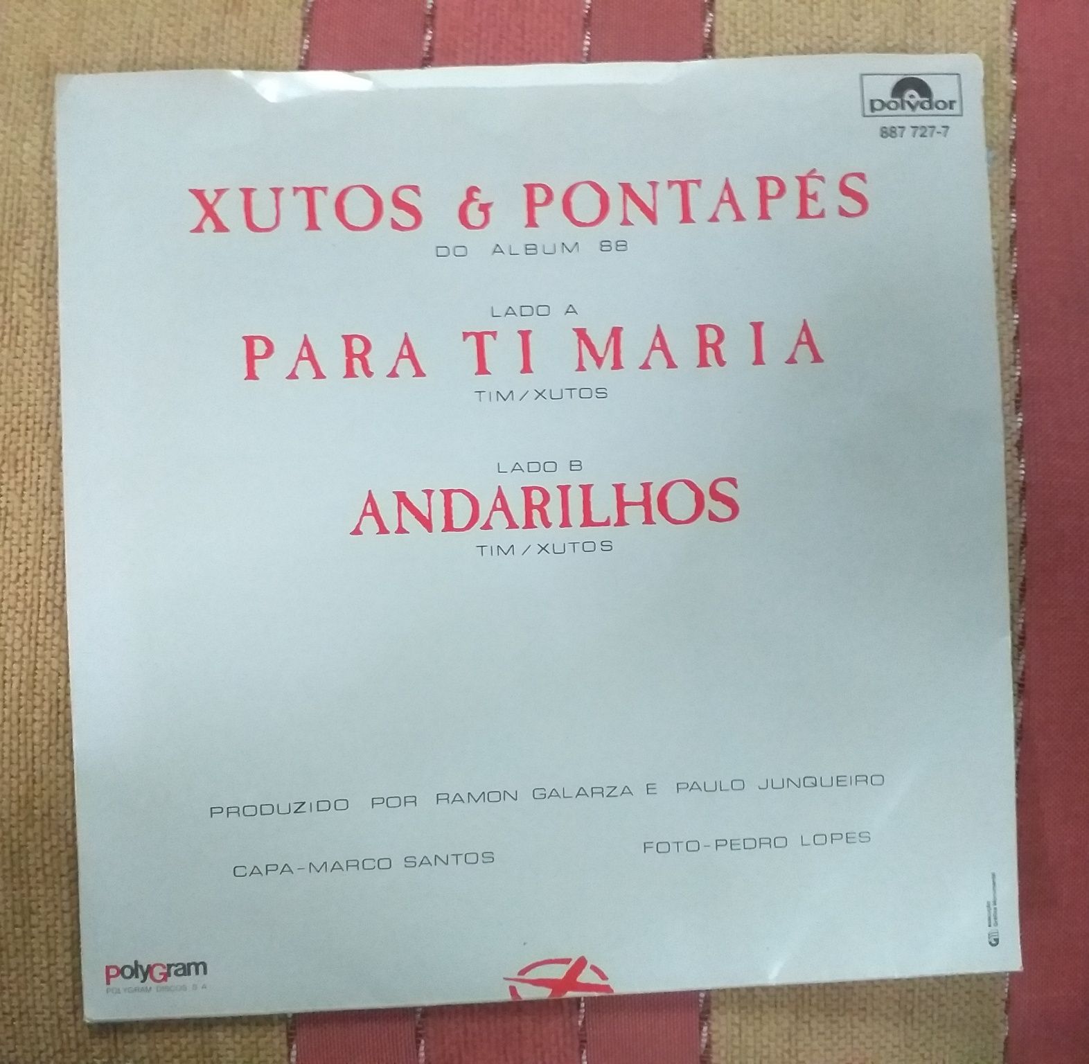 Disco vinil Xutos e pontapés - para ti Maria & Andarilhos