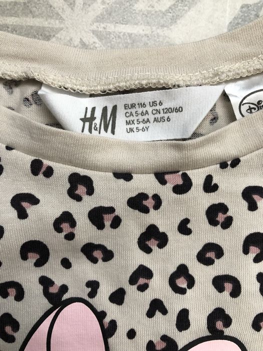хлопковое леопардовое платье с Микки H&M на девочку 5-6 лет