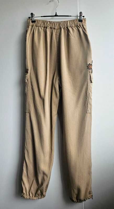 River Island spodnie lyocell beżowe utility r 36  casual