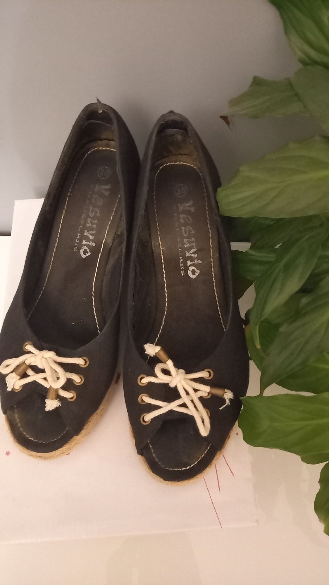 Espadryle vesuvio 38 czarne koturny