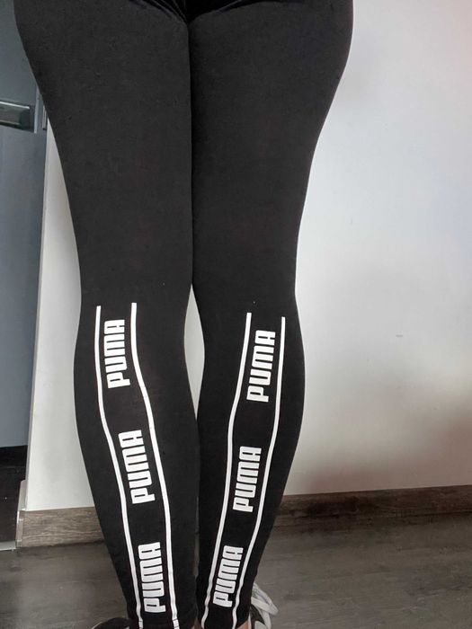 Czarne sportowe legginsy Puma S 36 na siłownię