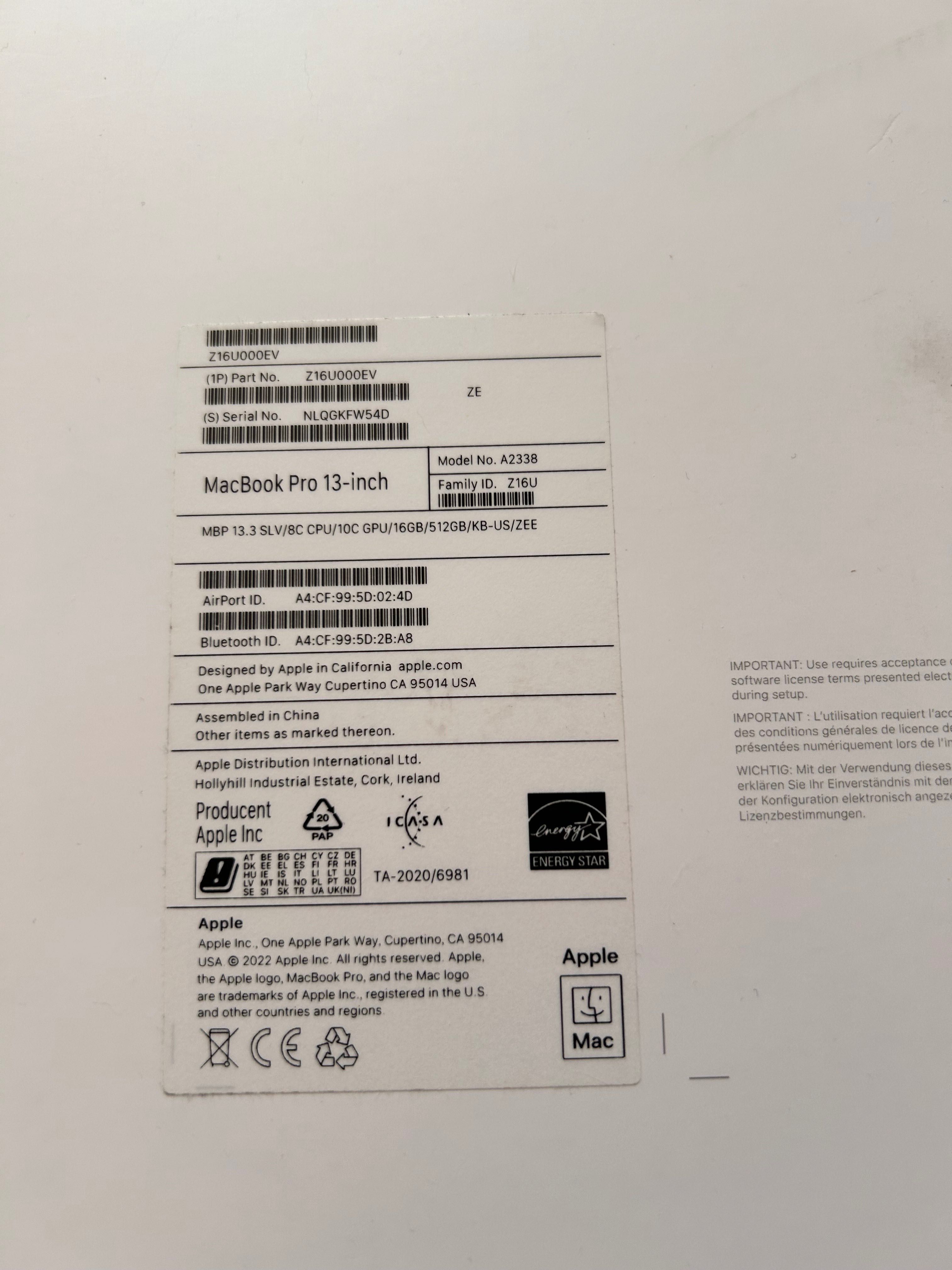 MacBook Pro M2 16GB RAM 512GB SSD Bateria 94%