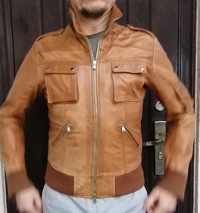 Бомбер M куртка Italy шкіряна кожаная пілот кожа спортивна шкіра