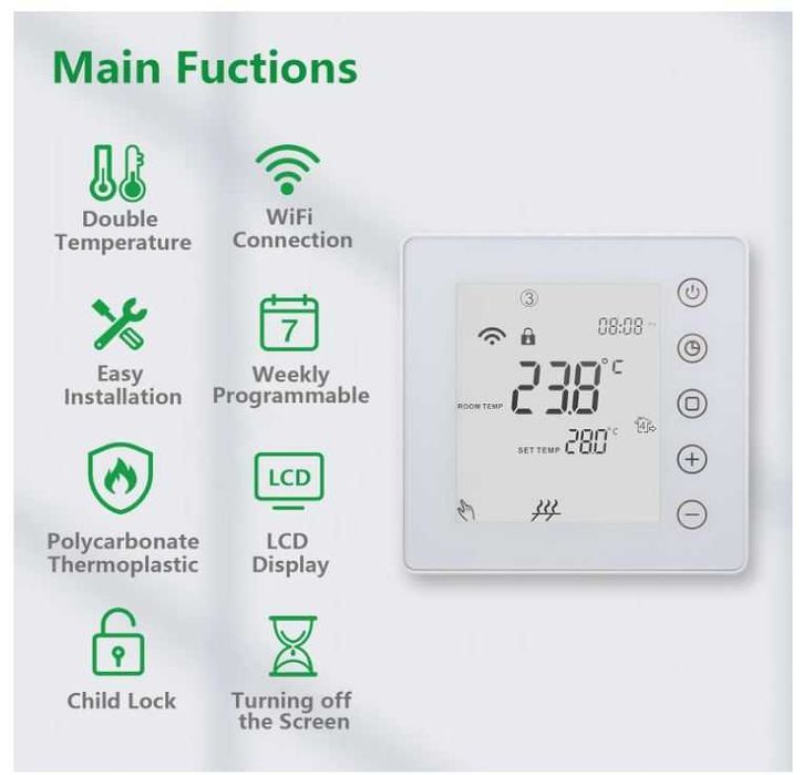 Inteligentny termostat WIfi Wengart 24V do wodnego ogrzewania