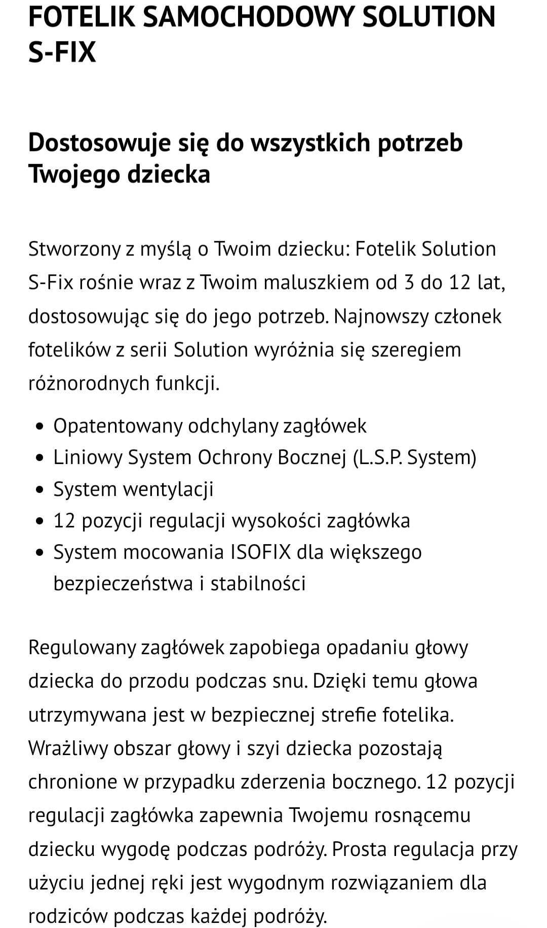 Fotelik samochodowy Cybex solutions S fix 3-12 lat