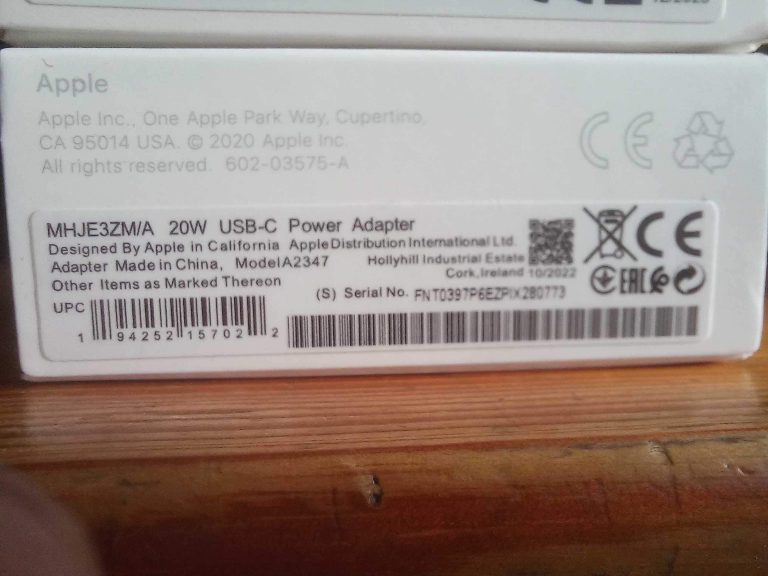 Ładowarka APPLE 20W z kablem lighting do iPhone