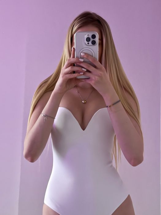 Боді Miss Diamond жіночий облягаючий з подвійним пуш ап білий xs/s