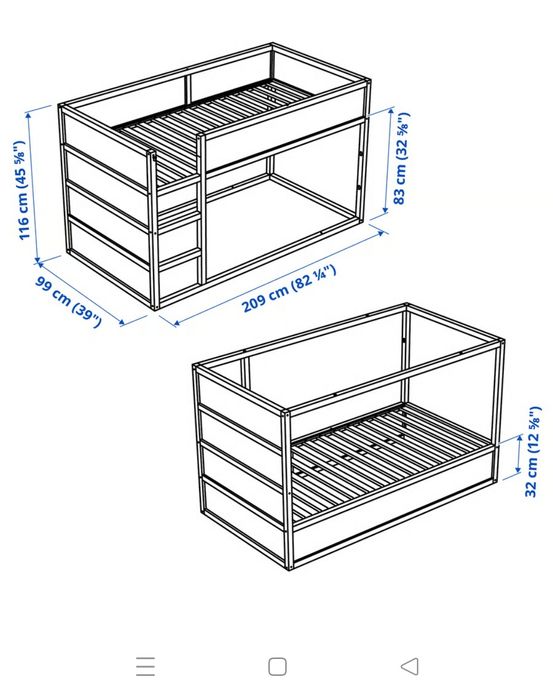 Łóżko Kura Ikea 2w1 Standard i piętrowe z materacem