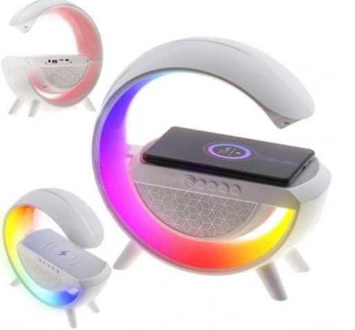 4w1 Lampka RGB LED głośnik Bluetooth ładowarka indukcyjna QI radio