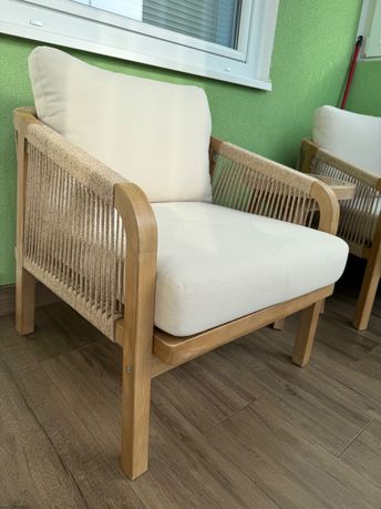 Zestaw mebli tarasowych balkonowych ogrodowych 2+1, drewno akacja