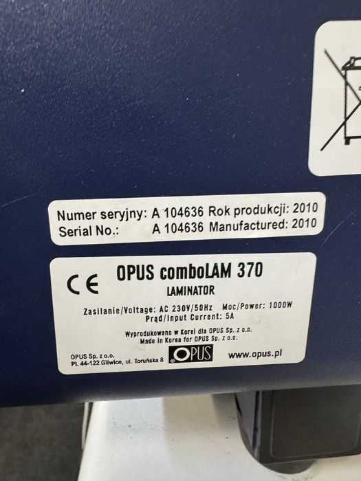Foliarka, laminator rolowy OPUS ComboLam 370