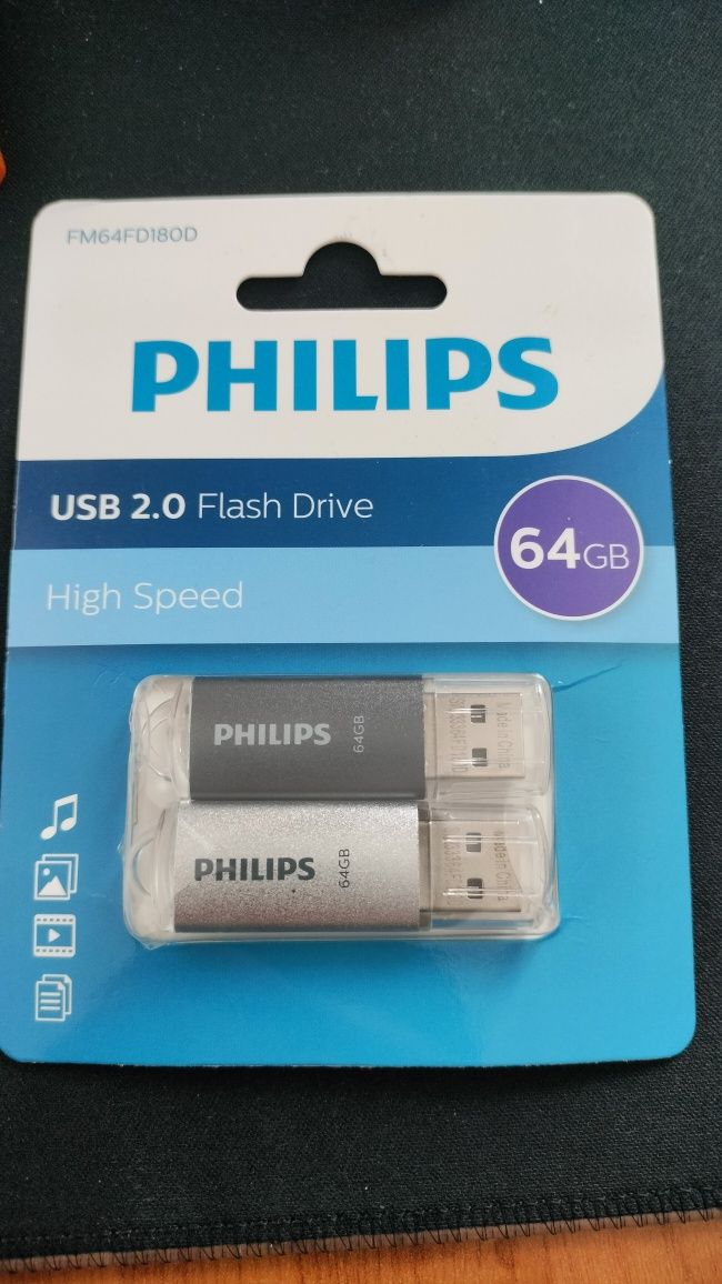 Pendrive Philips 2x64gb.Powystawowe