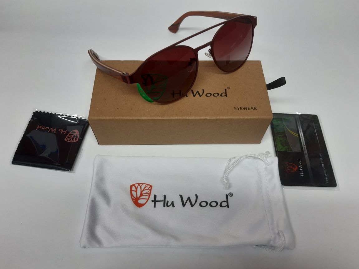 Okulary przeciwsłoneczne drewniane Hu Wood z filtrem UV-400 i polar.