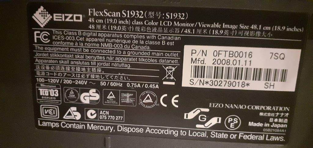 Monitor Eizo S1932, 19 cali
