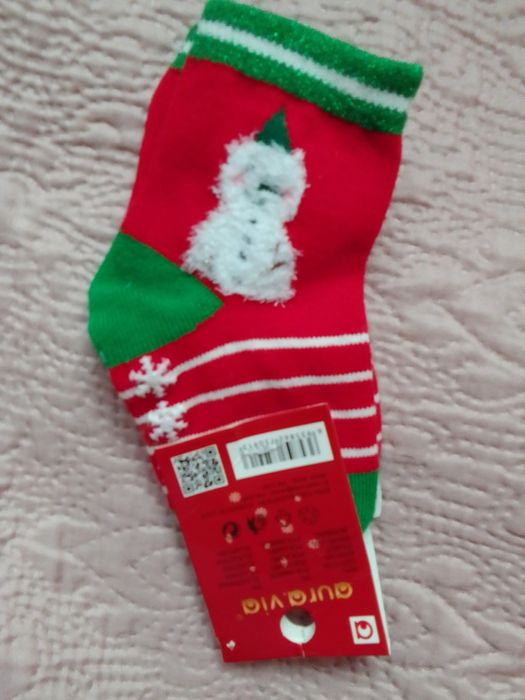 Skarpetki świąteczne  bałwanek gwiazdor 0-12mc