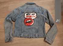Katana kurtka jeansowa custom Qs.M cekiny M