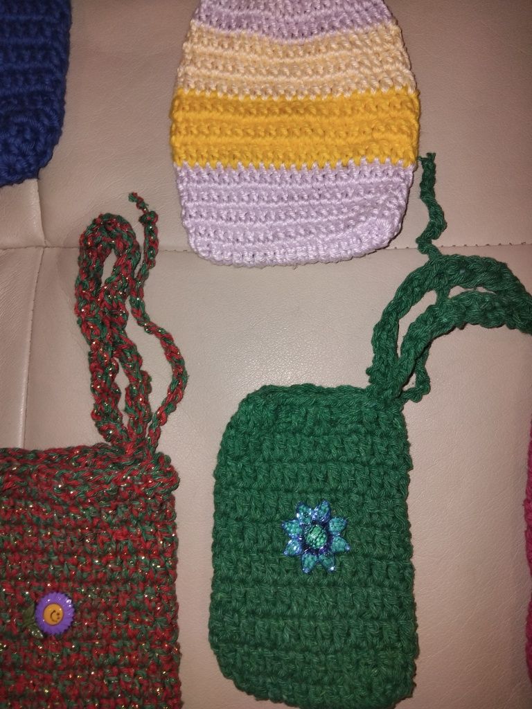 Porta-telemóvel e Porta-moedas em croché
