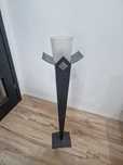 Świecznik / Wazon dekoracyjny - wysoki, metalowy stelaż, szkło 28 cm
