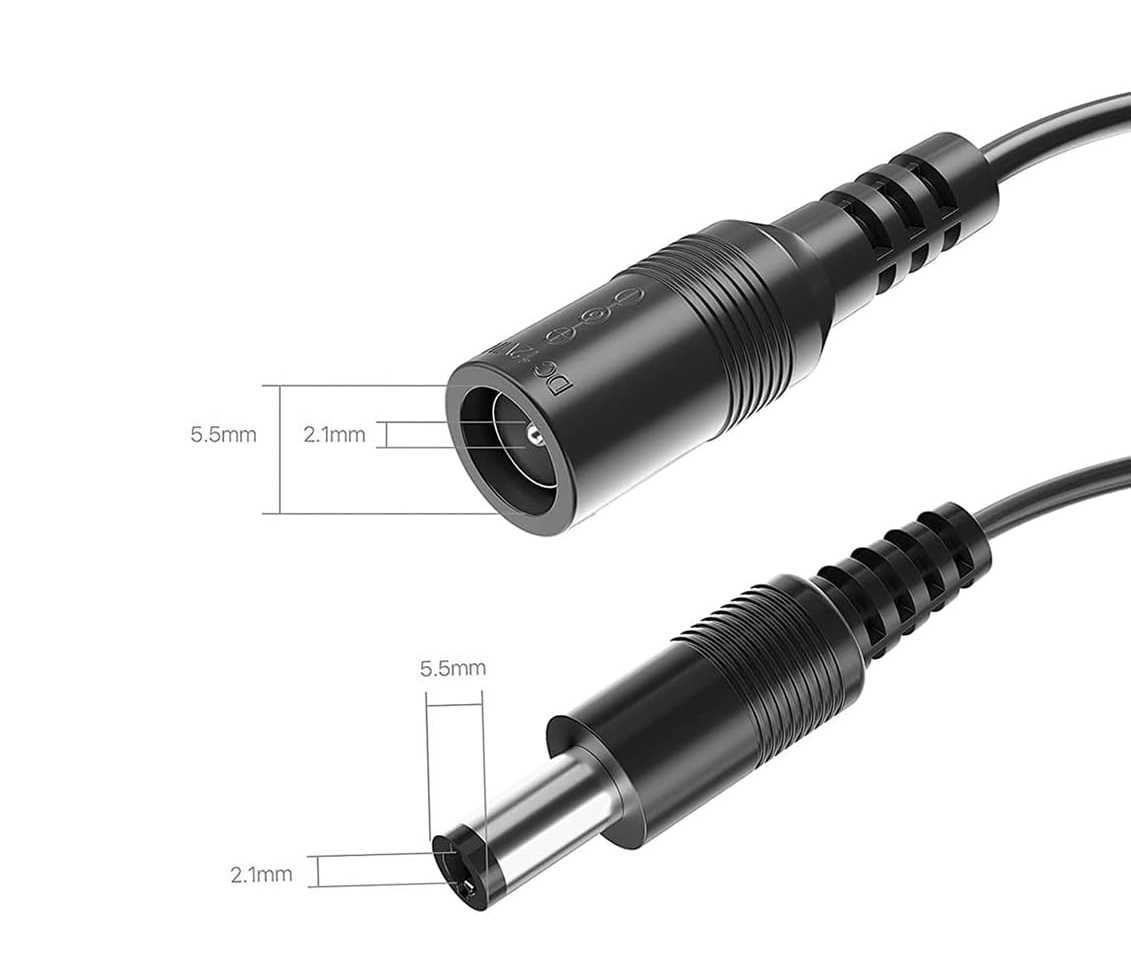 Zestaw 2x Lonnky Przedłużacz DC 5m 5.5x2.1 mm do kamer, LED, routerów