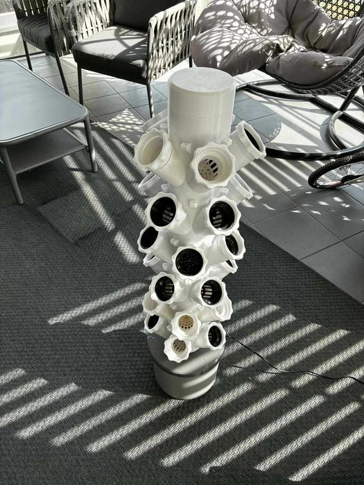 Wieża hydroponiczna – biała, 3D druk, 6 pięter (30 stanowisk)