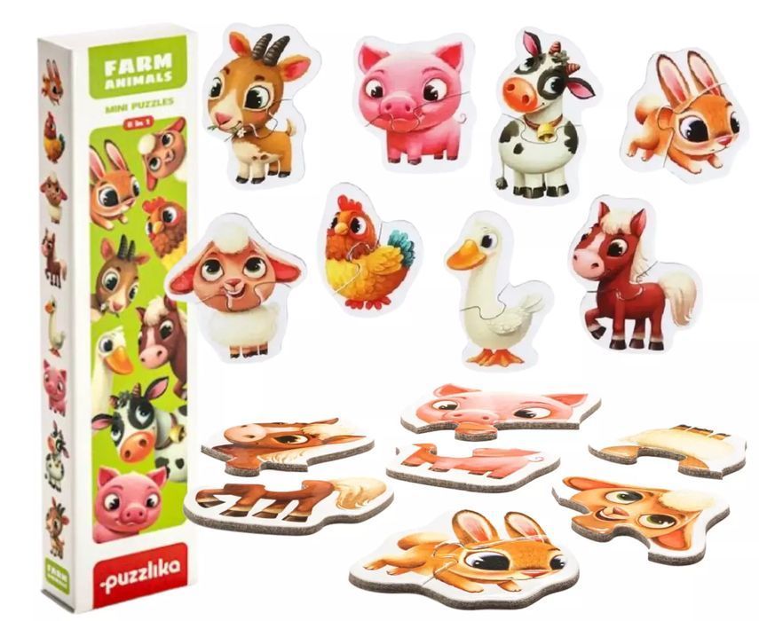 Puzzle dwuelementowe. Zwierzęta gospodarskie. Cubika