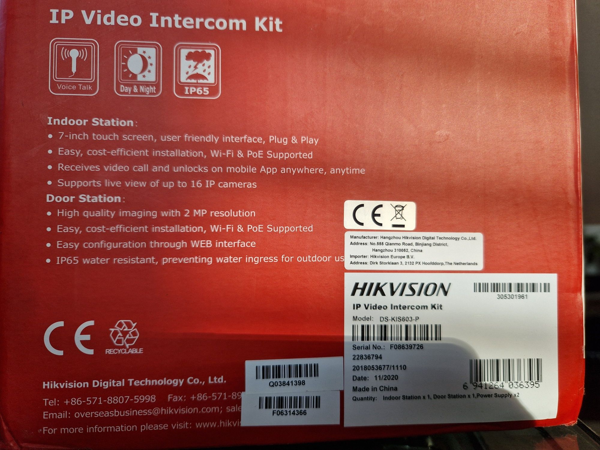 Zestaw wideodomofon videodomofon DS-KIS603-P