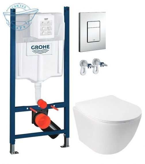 Інсталяція Grohe  + Унітаз підвісний Qtap Jay  QT07335177W з сидінням