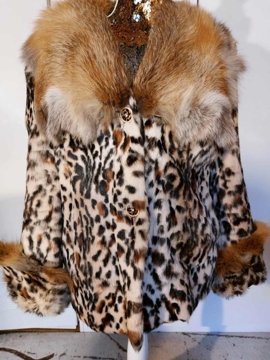 Futro naturalne prawdziwe panterka cętki  królik lis naturalny L 40-42