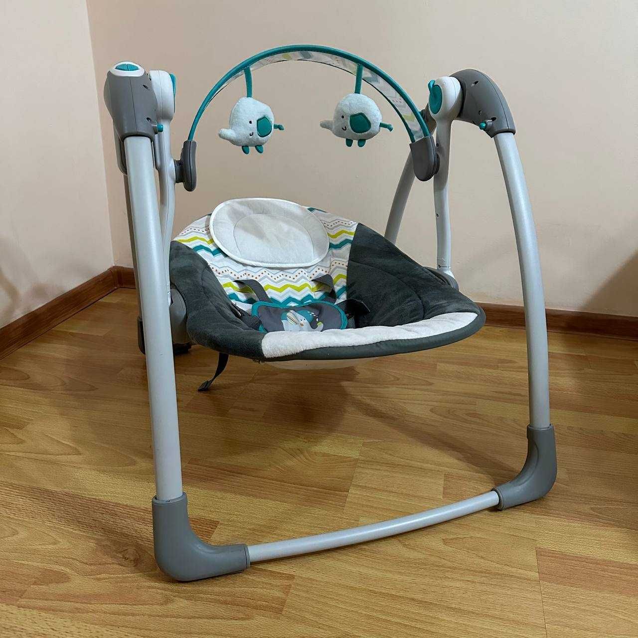 Шезлонг, Крісло-гойдалка Mastela Deluxe Portable Swing, Сіро-бірюзовий