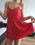 New look 38 M sukienka czerwona lato mini haft intensywna