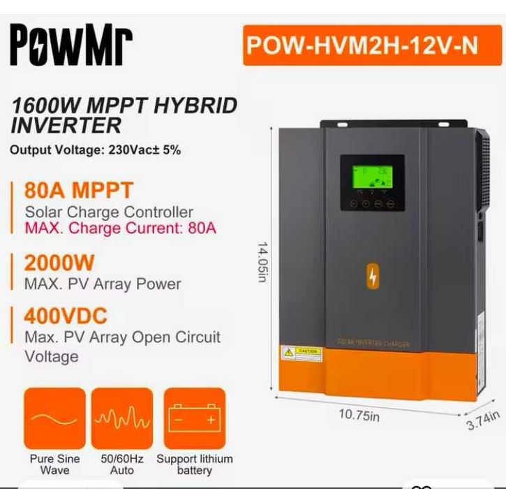 Система резервного живлення, інвертор 1,8 Квт і LiFePO4, 12 В 200 Ач