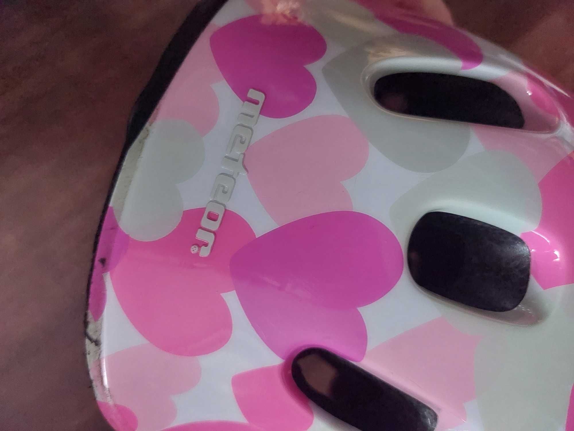 Kask 44 - 48 cm rowerowy dzieciecy dziewczecy rozowy meteor